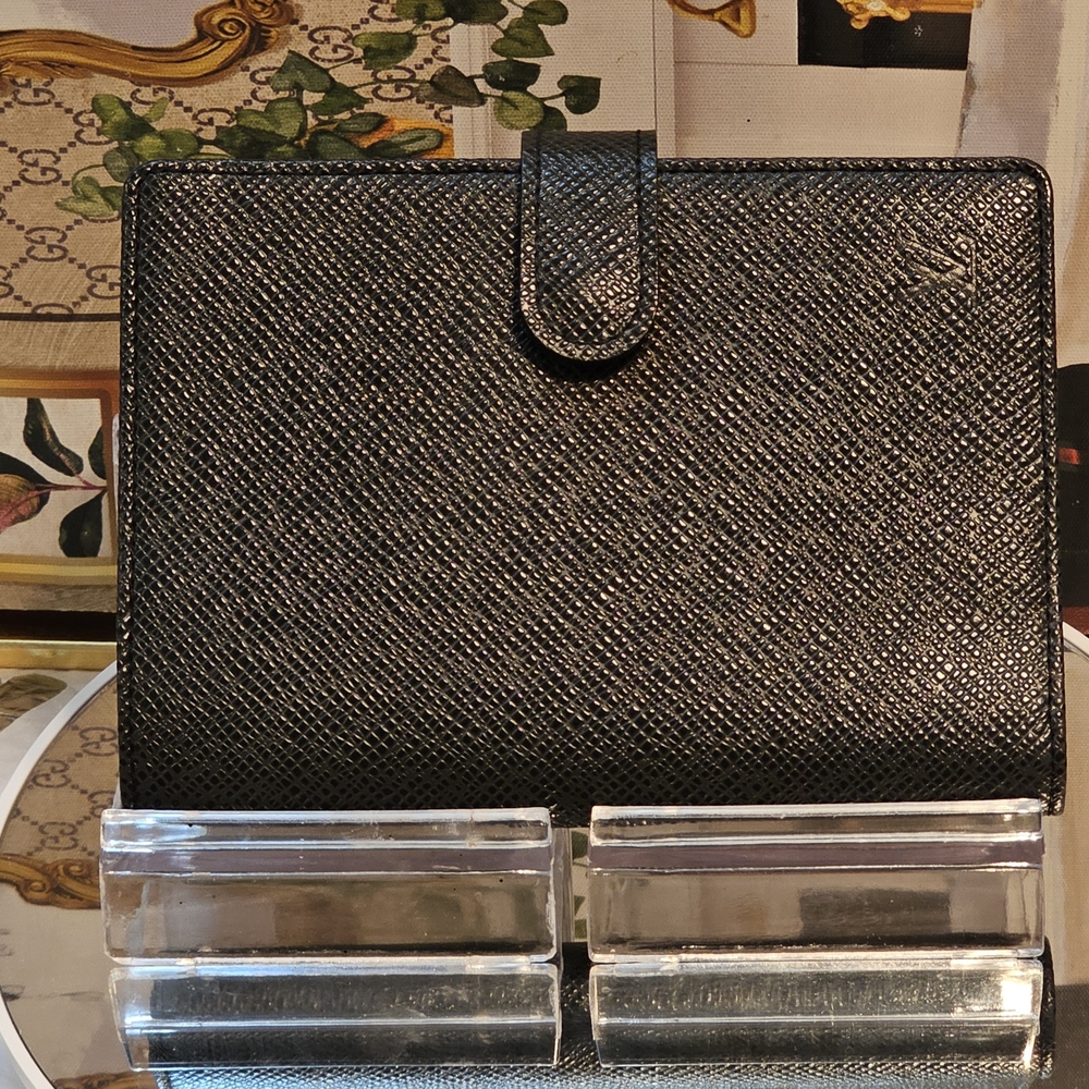 Louis Vuitton Black Tiaga PM Leather Agenda/ Passport Holder Wallet